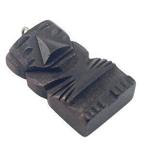 Hand-Carved Wooden Tiki Totem Pendant With Loop Hook For Necklace MCM